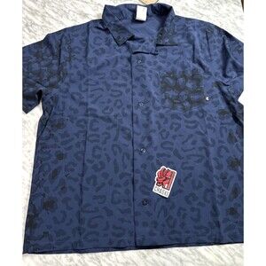 Nike SB Print Bowler Button-Up Skate Shirt Blue FN2595-410 Adult Unisex Large